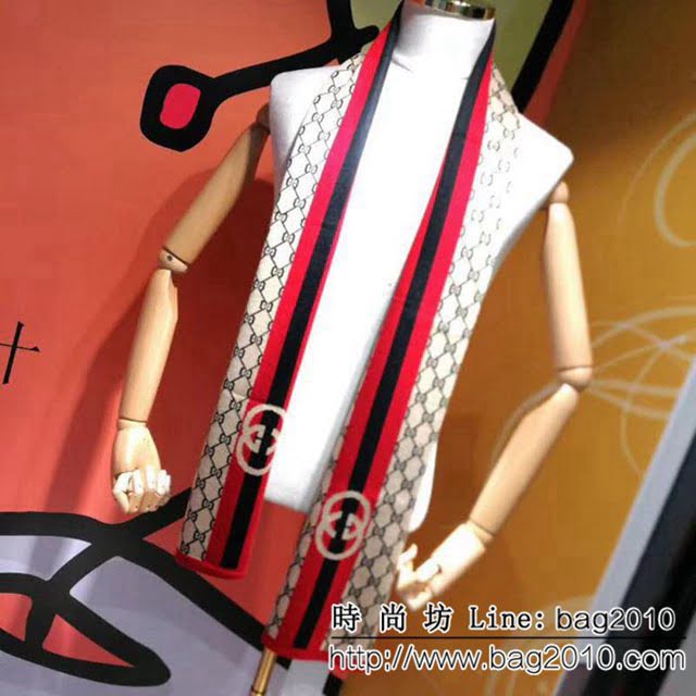 GUCCI古馳專櫃同步 2018男士冬季精品針織羊毛圍巾 男女同款 LLWJ6122